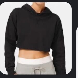 Lululemon All Yours Black Cropped Hoodie Sweatshirt Long Sleeve Athleisure Top